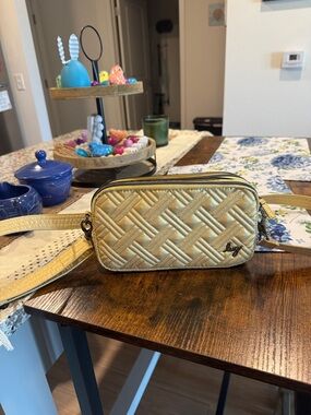 lug Quilted Metallic Gold Crossbody Camera Bag